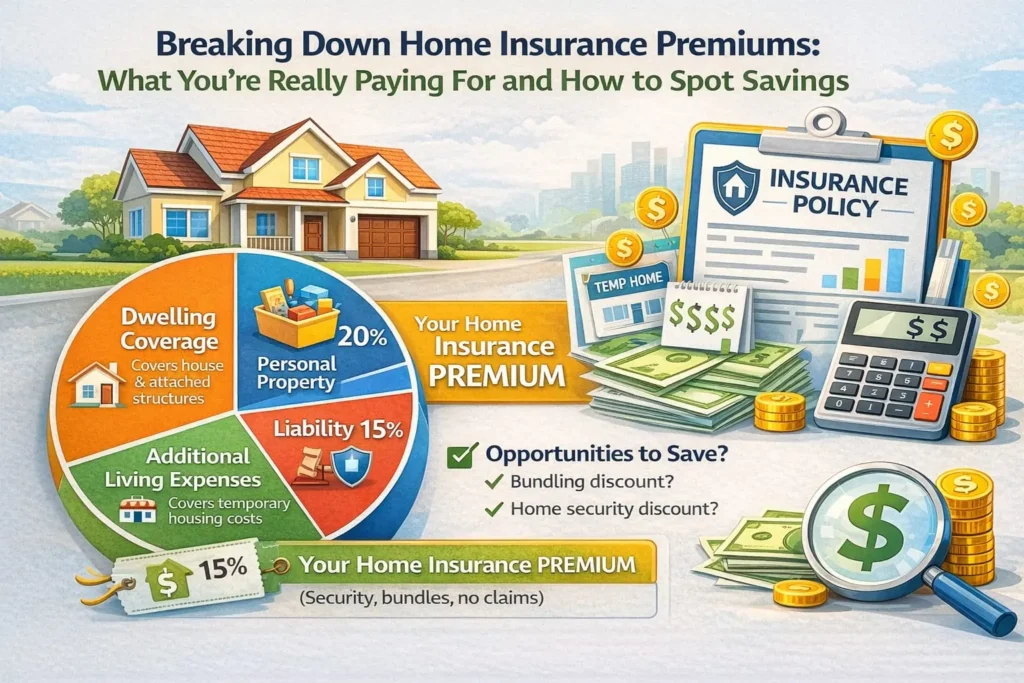 Breaking Down Home Insurance Premiums: What You're Really Paying For and How to Spot Savings
When you receive your home insurance bill, it's easy to see it as just another monthly expense. But behind that number is a detailed calculation that reflects your specific situation, your choices, and the risks insurance companies are willing to accept. Understanding exactly what goes into your premium helps you make informed decisions and identify savings opportunities you might otherwise miss.

This guide takes you deeper into the world of home insurance pricing, explaining the components of your premium, regional cost differences, and the specific strategies that actually lower what you pay.

The Anatomy of Your Home Insurance Premium
Every dollar of your home insurance premium serves a purpose. Insurance companies collect premiums from all policyholders to create a pool of money that pays for claims, operating expenses, and profits. Understanding where your money goes helps you see why rates vary between companies and locations.

Loss Costs
The largest portion of your premium pays for future claims. Insurers study years of data to predict how much they'll likely pay out for homes like yours in your area. If your neighborhood has experienced frequent hail damage claims, your premium reflects that historical pattern.

Reinsurance
Insurance companies buy their own insurance to protect themselves from catastrophic events. After major hurricanes or wildfires, insurers collect from reinsurers to help pay all the claims. These reinsurance costs get passed down to policyholders, which is why rates often rise across entire states after a disaster year.

Operating Expenses
Your premium also covers the cost of running the insurance company—employee salaries, office locations, customer service centers, and the technology that processes payments and claims. Companies with efficient operations can often offer lower rates.

Profit Margin
Insurance companies are businesses that need to make money to stay in business. A small portion of every premium goes toward profit for shareholders or reinvestment into the company.

Regional Cost Differences Across the United States
Home insurance prices vary dramatically depending on where you live. Understanding these differences helps you set realistic expectations and recognize whether a quoted rate is reasonable for your area.

Highest-Cost States
States prone to natural disasters consistently see the highest average premiums. Louisiana, Florida, Texas, Oklahoma, and California frequently top the lists for expensive home insurance. Coastal properties face hurricane and windstorm risks, while parts of the Midwest deal with frequent tornadoes and hail. Wildfire-prone areas of California and the West carry their own price premiums.

Lowest-Cost States
States with milder weather patterns and lower population density often enjoy the most affordable rates. Oregon, Idaho, Utah, Wisconsin, and parts of the Pacific Northwest typically see below-average premiums. These areas experience fewer catastrophic weather events, and rebuilding costs tend to be more moderate.

Urban vs. Rural Differences
City homes sometimes cost less to insure because they're closer to fire stations and have better access to emergency services. However, urban areas with higher crime rates may see increased theft and vandalism claims that push prices up. Rural homes face opposite trade-offs—lower crime but longer emergency response times and potentially higher rebuilding costs due to fewer local contractors.

The Deductible Balancing Act
Your choice of deductible is one of the most powerful tools for controlling your premium, but it requires careful thought about your financial situation.

How Deductibles Affect Premiums
Raising your deductible from $500 to $1,000 can lower your premium by roughly 15 to 25 percent. Moving up to a $2,500 deductible might save even more—sometimes 30 percent or higher. These savings add up year after year.

The Risk You Take
The trade-off is obvious: you'll pay more out of pocket if something happens. The question isn't just whether you can afford the higher deductible today. It's whether you could write that check tomorrow after a storm damages your roof or a fire destroys your kitchen.

Finding Your Comfort Zone
A good approach is to set your deductible at an amount you could cover from emergency savings without borrowing money. For many families, this sweet spot falls between $1,000 and $2,500. The premium savings from going higher than that might not be worth the financial strain of a larger out-of-pocket payment during an already stressful time.

Discounts That Actually Make a Difference
Insurance companies advertise many discounts, but some save more money than others. Knowing which discounts offer real savings helps you prioritize your efforts.

Loyalty and Bundling Discounts
Staying with the same company for multiple years often triggers loyalty discounts. Bundling home and auto insurance with one carrier typically saves 10 to 25 percent on both policies. This is consistently one of the largest available discounts.

Protective Device Discounts
Installing monitored burglar alarms, fire sprinklers, and whole-home backup generators can qualify for discounts. The key word is "monitored"—systems that automatically alert a central station or emergency services provide more savings than unmonitored local alarms.

Mature Homeowner Discounts
Retirees and older homeowners who spend more time at home often qualify for discounts. The reasoning is simple: someone home more often is more likely to notice a small fire, detect a water leak early, or prevent a burglary.

Claims-Free Discounts
Years without filing a claim build what's called a loss-free history. Many insurers reward this with gradually increasing discounts. One claim can reset this progress, which is another reason to think carefully before filing small claims.

New Home Discounts
Homes less than ten years old with modern electrical, plumbing, and HVAC systems qualify for better rates. New construction follows updated building codes and uses materials that meet current safety standards.

How Insurance Scores Affect Your Rate
Many homeowners don't realize that their credit history influences their insurance premium. Insurance companies use something called an insurance score, which is similar but not identical to a traditional credit score.

What Insurers Look For
Insurance scores predict the likelihood of filing a claim. Studies show a correlation between certain credit behaviors and claim frequency. Payment history, outstanding debt, credit history length, and new credit applications all factor into the calculation.

Improving Your Insurance Score
The same habits that build good credit also improve your insurance score. Paying bills on time, keeping debt manageable, and avoiding unnecessary credit applications all help. Unlike a credit check for a loan, insurance inquiries don't typically harm your score.

States That Restrict Credit Use
Some states limit or prohibit using credit information in insurance pricing. California, Maryland, and Massachusetts have restrictions, while other states allow insurers to fully consider credit history. If you live in a state that allows credit scoring, maintaining good credit directly lowers your premium.

When Premiums Increase Unexpectedly
Sometimes your home insurance bill arrives higher than last year with no obvious explanation. Understanding common reasons for increases helps you respond appropriately.

Industry-Wide Rate Adjustments
After a year with major disasters like hurricanes or wildfires, insurance companies across entire regions raise rates to recover losses and pay for reinsurance. These increases affect everyone, even homeowners who never filed a claim.

Inflation and Construction Costs
When lumber, labor, and materials become more expensive, the cost to rebuild your home rises. Insurance companies automatically adjust coverage limits to keep pace with inflation, which increases your premium. This protects you from being underinsured but does raise your bill.

Changes in Your Personal Risk Profile
Adding a trampoline, getting a dog, or letting your home fall into disrepair can trigger premium increases. Insurers may also run periodic checks and discover that your roof is now twenty years old or that you've filed multiple claims.

What to Do About Increases
When your premium rises, call your agent and ask why. Sometimes they can explain the specific reason. Other times, they can shop for better rates with other companies. An increase doesn't mean you're stuck paying more—it means it's time to compare options.

The True Cost of Being Underinsured
Saving money on premiums by choosing lower coverage limits might feel smart today, but the long-term risk deserves careful consideration.

The Gap Between Market Value and Rebuild Cost
Your home might sell for $300,000, but rebuilding it after a total loss could cost $400,000 because of demolition, debris removal, and current construction prices. Insuring for market value leaves you $100,000 short.

Coinsurance Penalties
Some policies include coinsurance clauses that penalize you for being underinsured. If you insure your home for only 70 percent of its rebuild cost when the policy requires 80 percent, your claim payment gets reduced by a percentage too.

Personal Property Gaps
Underestimating the value of your belongings is easy. Adding up everything in every room often surprises people. Being underinsured on personal property means accepting less money to replace your furniture, clothing, and electronics.
